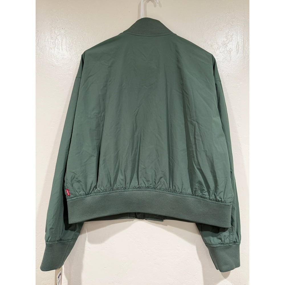 Levis Womens Bomber Jacket Laurel Green Full Zip Utility Pocket Coat New - Picture 3 of 13